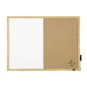 Quartet Pine 90x60cm Combo Corkboard/Non-Magnetic Board w/ Natural Frame
