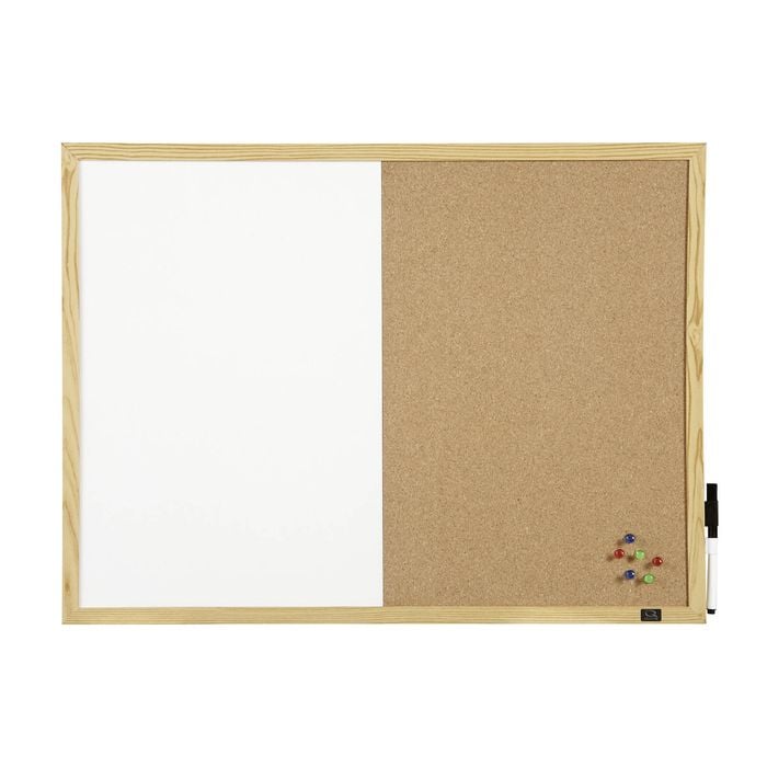 Quartet Pine 90x60cm Combo Corkboard/Non-Magnetic Board w/ Natural Frame