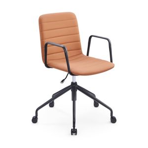 Sabia Baxter Pre-Assembled Tan Chair Upholstered Seat Black Frame Office Seating