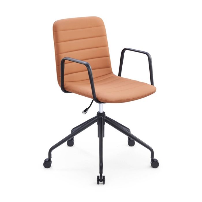 Sabia Baxter Pre-Assembled Tan Chair Upholstered Seat Black Frame Office Seating