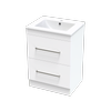 Clearlite 600mm Ultra Gloss White Cashmere Vanity Double Drawer Floor Standing