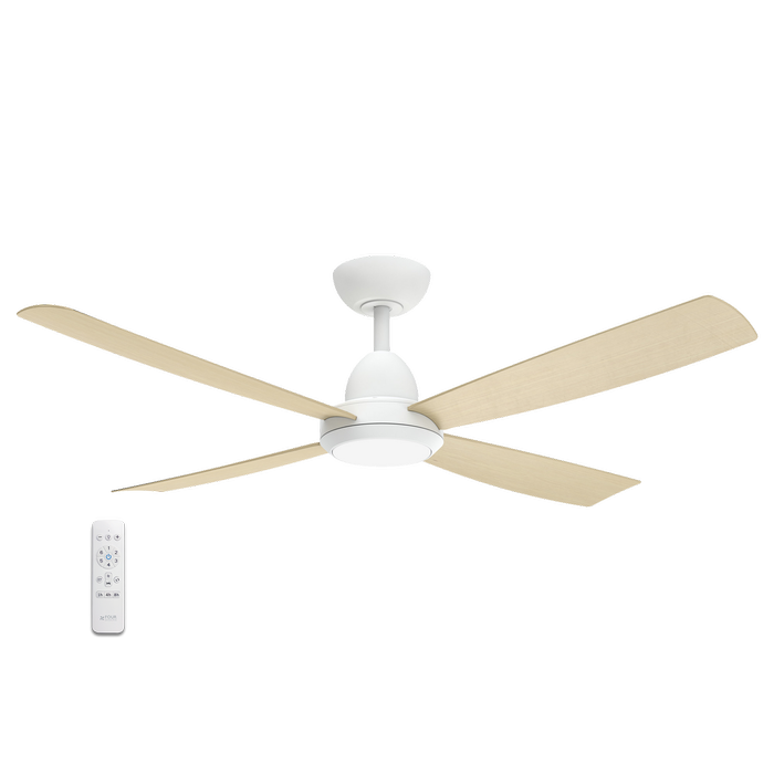 Combat 48" (1220mm) DC Ceiling Fan with LED Light and Remote Control | White / Oak