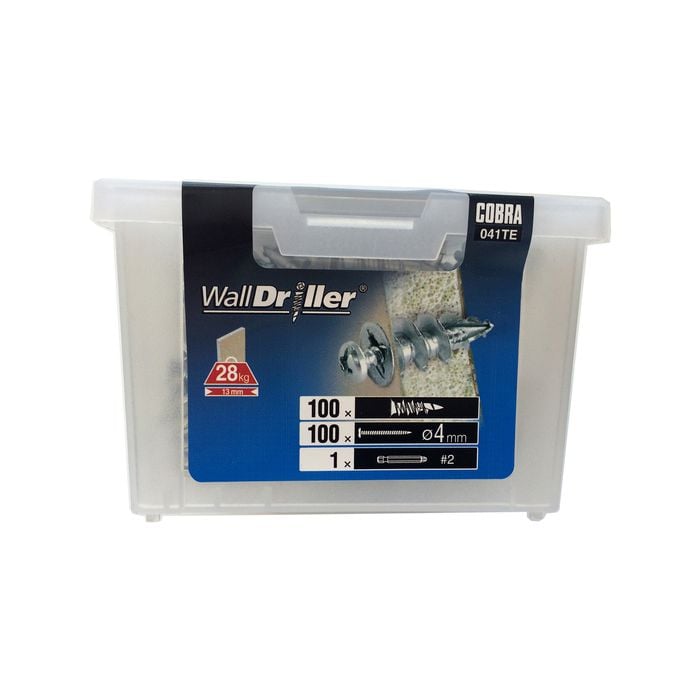 Cobra 4.0mm Zinc WallDriller Anchor Screws/Bits - 100 Pack