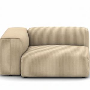 Corduroy Modular Left Armrest Seater - Beige