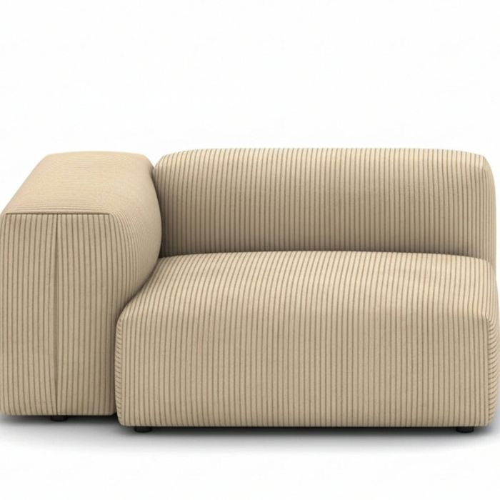 Corduroy Modular Left Armrest Seater - Beige