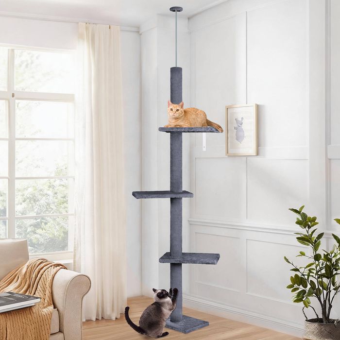 BEASTIE Floor to Ceiling Cat Tree Scratching Post Grey 230-286cm