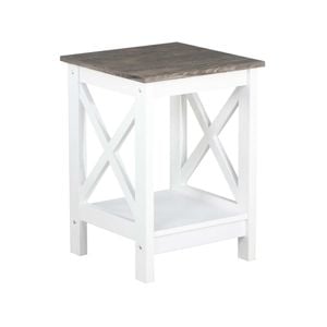 Maestro Furniture Coastal Wooden Square Open Shelf Side Table - White and Grey