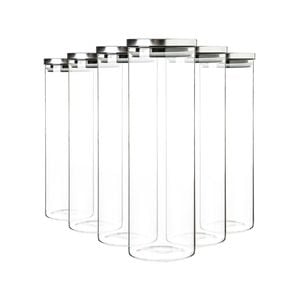 Argon Tableware Glass Storage Jars with Metal Lids - 2 Litre - Pack of 6