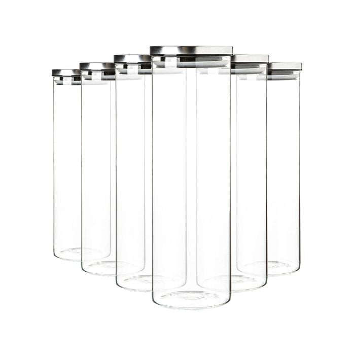 Argon Tableware Glass Storage Jars with Metal Lids - 2 Litre - Pack of 6