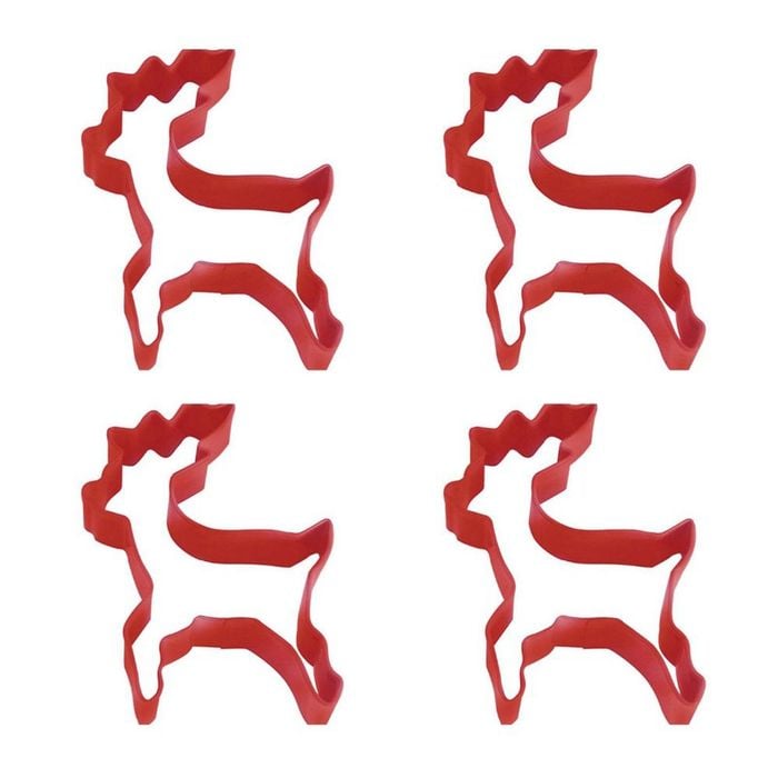 4x R&m Standing Reindeer Cookie Cutter Polyresin Coated Steel Mould 10cm Red