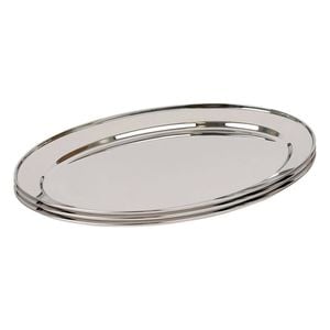 Argon Tableware 3x Oval Serving Platters - 50 x 35cm - Stainless Steel Dinner Tray Oval Plate Small Appetizer Serving Dishes