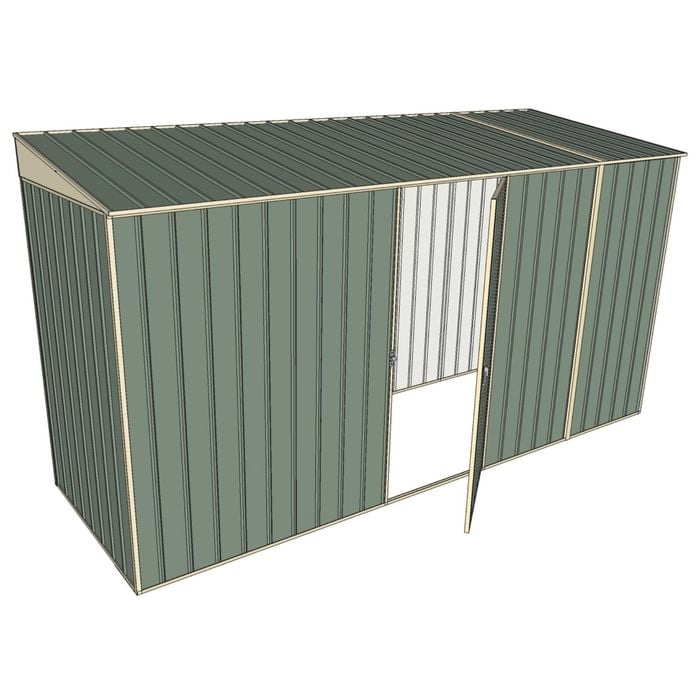 Build-A-Shed 1.2 x 3.7 x 2.0m Skillion Single Hinged Side Door Shed - Green