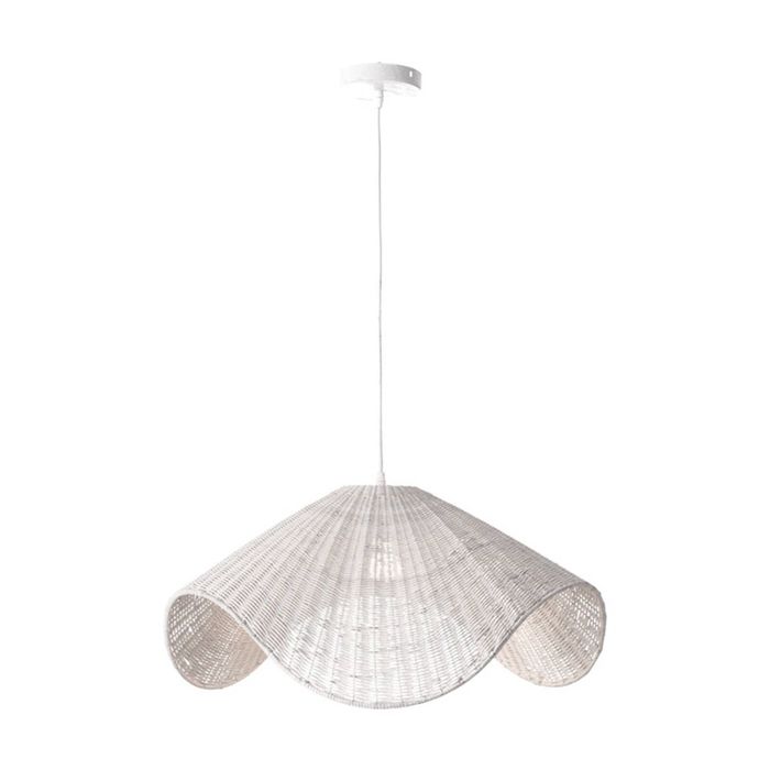 Lexi Lighting Adaya Rattan Pendant Light White Iron White Wash Rattan 178cm