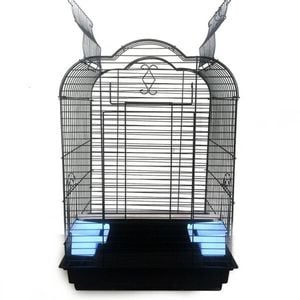 Pet Bird Cage Parrot Aviary Canary Budgie Finch Perch Black Portable Metal