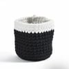 Yarra Textiles Multi-purpose Cotton Mini Storage Basket Beauty (12 cm x 12 cm x 15 cm) White-Black