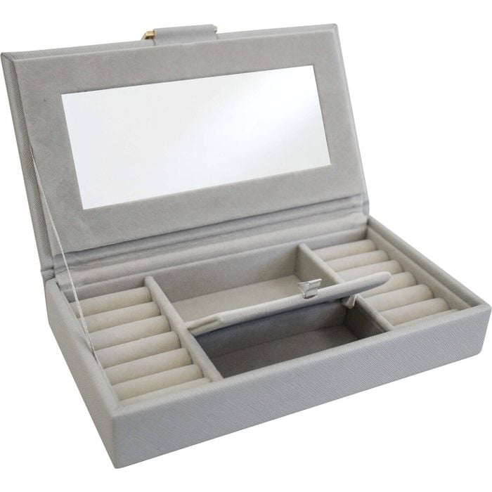 LVD MDF Glass 21x12.5cm Jewellery Box Storage Rectangle - Dove
