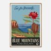 Galrie Stunning Vintage Travel Poster of the Blue Mountains in New South Wales, Wood Frame, A4 21 x 30cm (8 x 12inch)