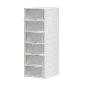 CARLA HOME 6-Tier Stackable Shoe Storage Box Organizer with Clear Door for Closet, Entryway or Cabinet