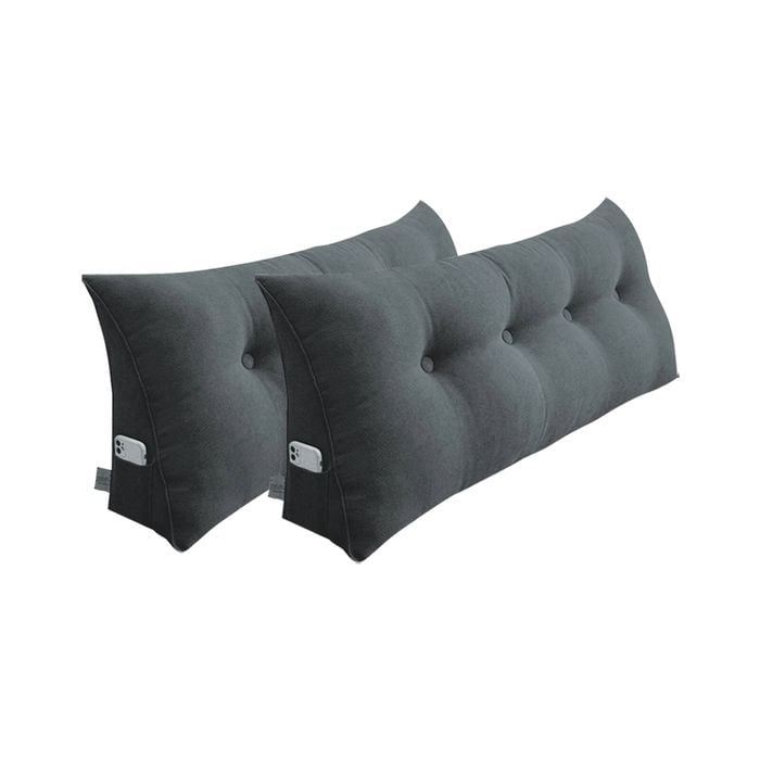 SOGA 2x 120cm Dark Grey Wedge Pillows