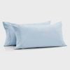 Dreamaker Bonnie Washed Cotton King Pillowcase Twin Pack Sky 50x90cm