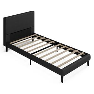 Ufurniture Single Bed Frame Base PU Leather Upholstered Headboard Mattress Platform Black