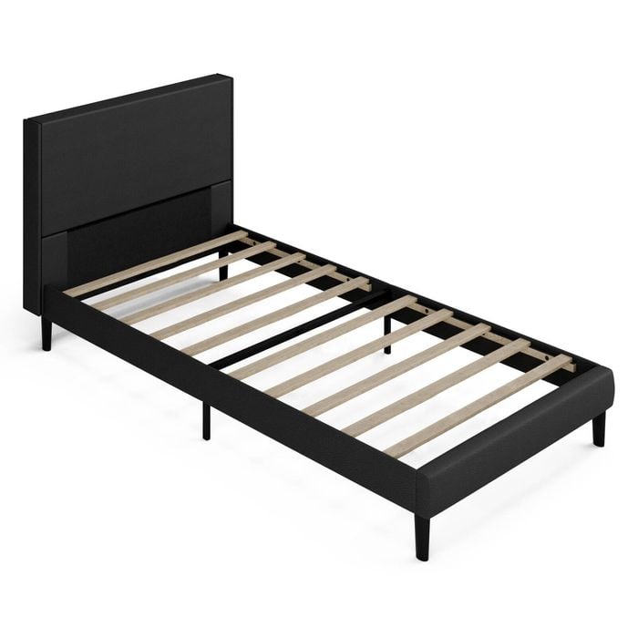 Ufurniture Single Bed Frame Base PU Leather Upholstered Headboard Mattress Platform Black