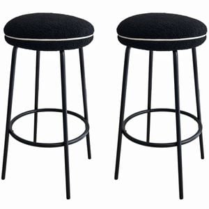 BRIBRION Bar Stools Set of 2 Modern Counter Kitchen Island Boucle Black