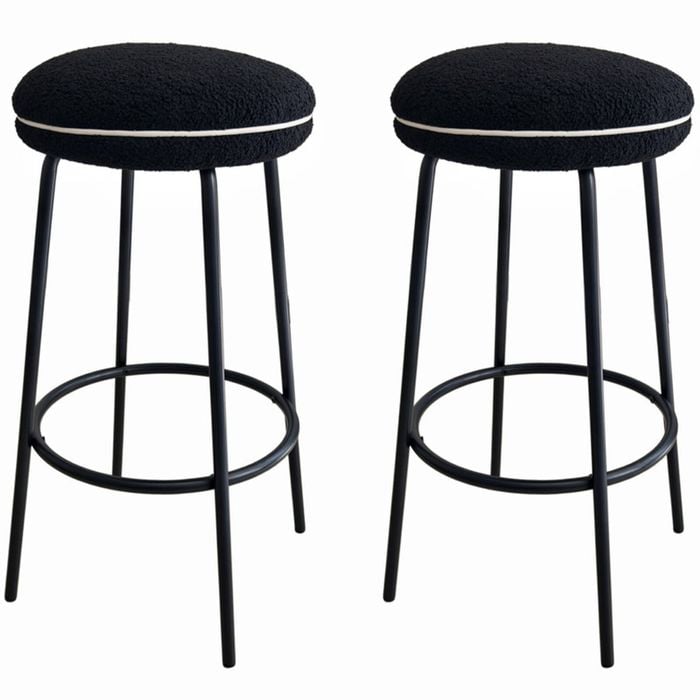 BRIBRION Bar Stools Set of 2 Modern Counter Kitchen Island Boucle Black