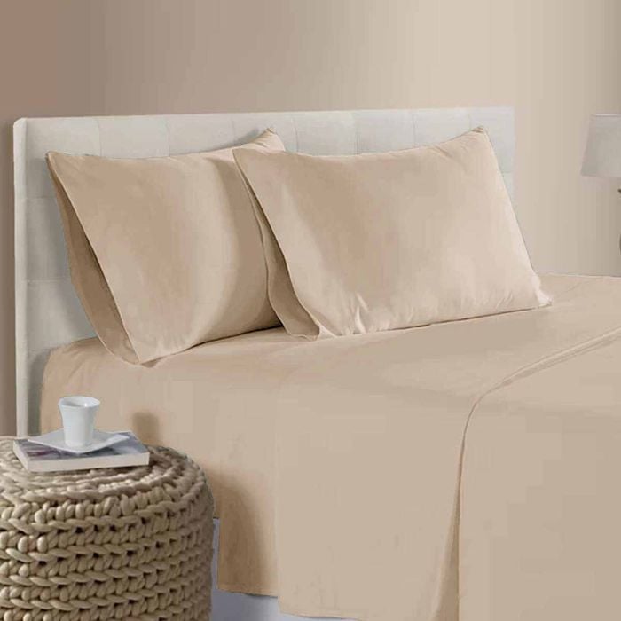 400TC 100% Cotton Sateen Premium Sheet Set 40cm Wall Light Peach Single