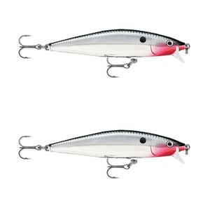 2x Rapala 8cm Flat Rap Floating Shallow Diving Fishing Lures - Chrome