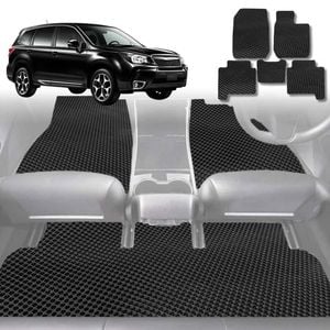 6D Diamond Car Floor Mats for Subaru Forester 2013-2018-Full Set-Black-Outback GT