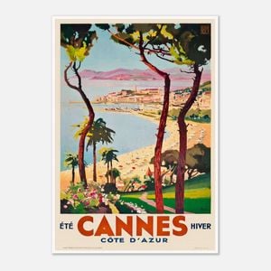 Galrie Elegant French Vintage Travel Poster Cannes Côte d'Azur Art Print, Poster Only, A2 42 x 60cm (16 x 24inch)