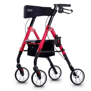 Altus Classic Walker with Seat Rollator Height Adjustable Folding Red Wine