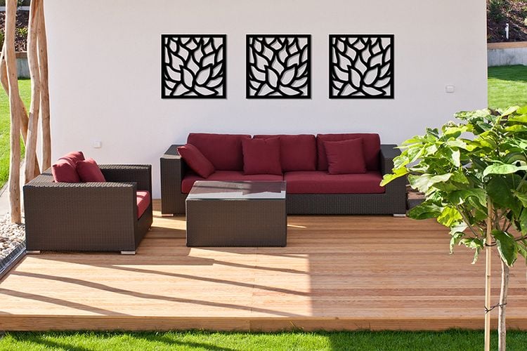 Outdoor timber decking with an outdoor lounge