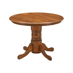 Linaria Round Dining Table 106cm Pedestral Stand Solid Rubber Wood - Walnut