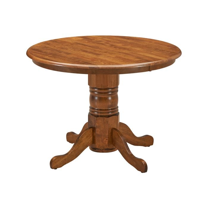 Linaria Round Dining Table 106cm Pedestral Stand Solid Rubber Wood - Walnut