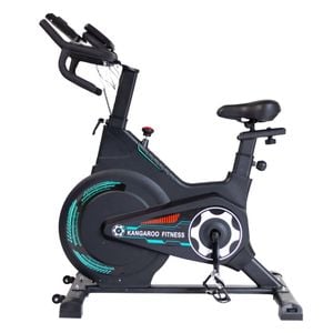 Kangaroo Fitness Magnetic Friction Spin Bike – Black Green | 150kg Weight Capacity, Indoor Exercise Bike for Home Gym