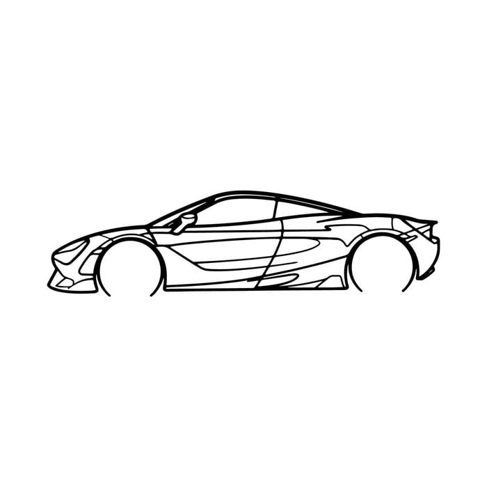 Ignite Laser McLaren Vorsteiner 720S Silhouette Metal Wall Art Coated Black 23.6inch/60cm