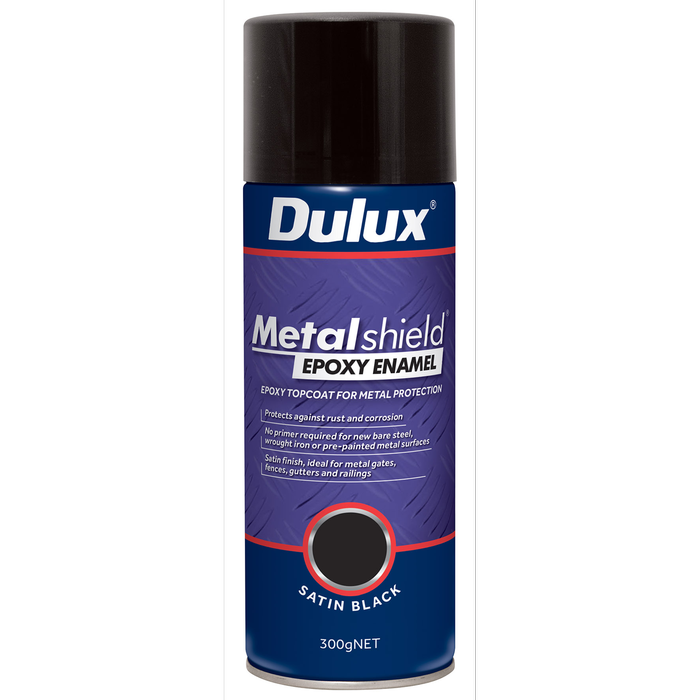 Dulux 300g Metalshield Epoxy Enamel Spray Paint Satin Black