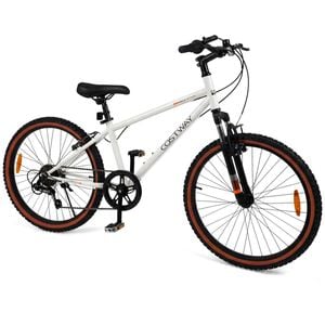 Costway Teen Dual Brake Kid Mountain Bike 60cm 6speed Bicycle White