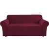 Smarcute 4 Seater High Stretch Jacquqard Textured Sofa Cover Burgundy