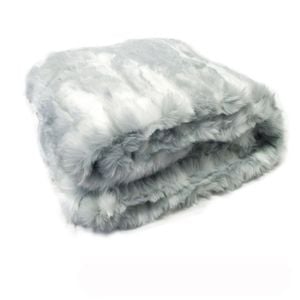 Sia Luxury Range Faux Fur Throw Rug 127 x 152 cm Silver Stripe Angora Rabbit