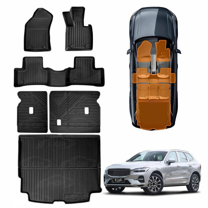 Floor Mat Boot Liner Back Seat Protector Combo for Volvo XC60 2017-Onwards Heavy Duty Kick Cover