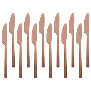 Argon Tableware Stainless Steel Dinner Knives - 21cm - 12x Durable Rust Resistant Stainless Steel Dishwasher Safe Flatware Set