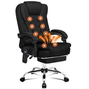 ALFORDSON Office Chair Massage Heated Fabric Black