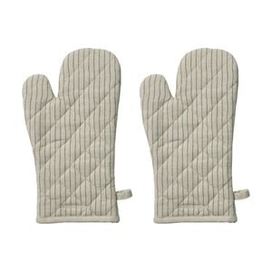 2pk Ecology Tonka 100% Cotton Oven Glove/mit Biege & Stone Sienna Stripe 32x17cm
