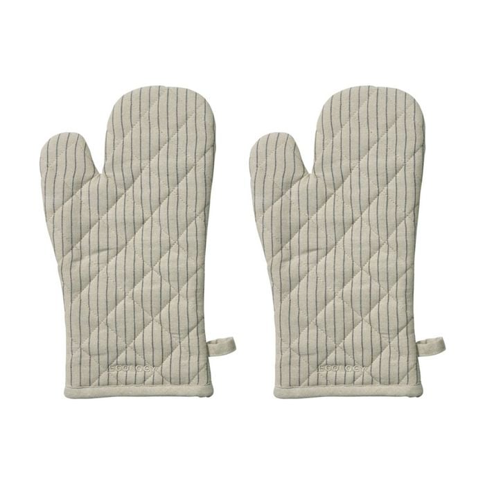2pk Ecology Tonka 100% Cotton Oven Glove/mit Biege & Stone Sienna Stripe 32x17cm