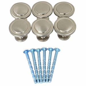 Ikonic Brushed Nickel Cupboard Knob Set - 6 Piece