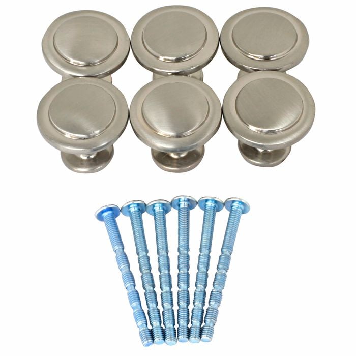 Ikonic Brushed Nickel Cupboard Knob Set - 6 Piece