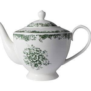 Casa Domani Teapot Antique Green Porcelain 1l Microwave Safe Elegant Gift Boxed